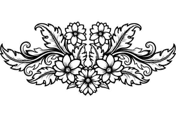 Elegant Black Floral Ornaments Bundle