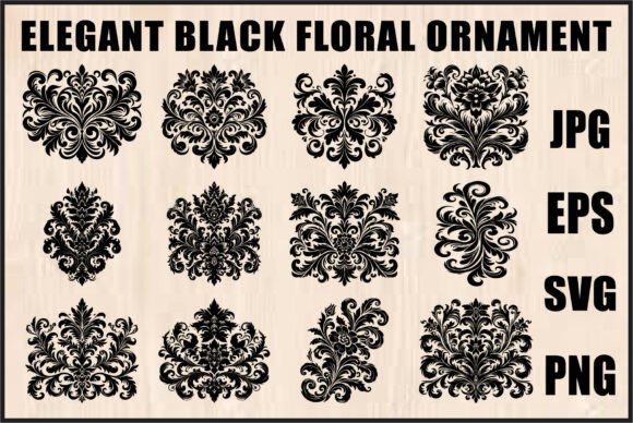 Elegant Black Floral Set