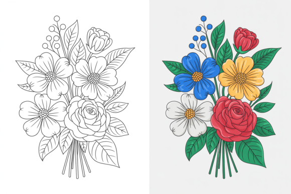 Elegant Floral Bouquet Coloring Pages Bu Elegant Floral Bouquet Coloring Pages Bu