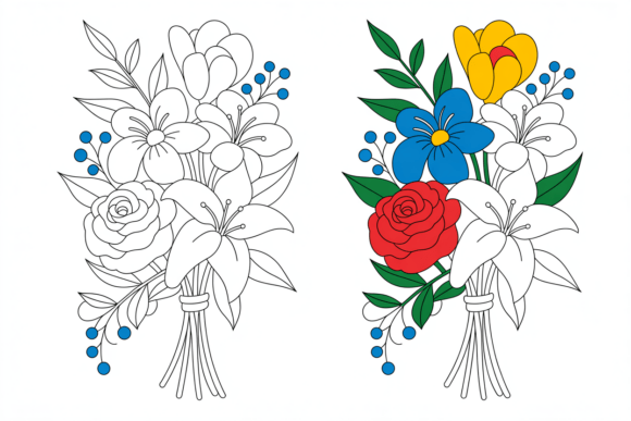 Elegant Floral Bouquet Coloring Pages Bu Elegant Floral Bouquet Coloring Pages Bu