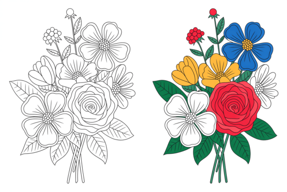 Elegant Floral Bouquet Coloring Pages Bu Elegant Floral Bouquet Coloring Pages Bu