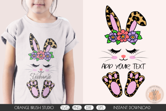 Floral Easter Bunny Split Monogram SVG