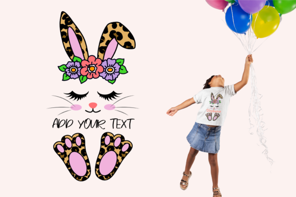 Floral Easter Bunny Split Monogram SVG