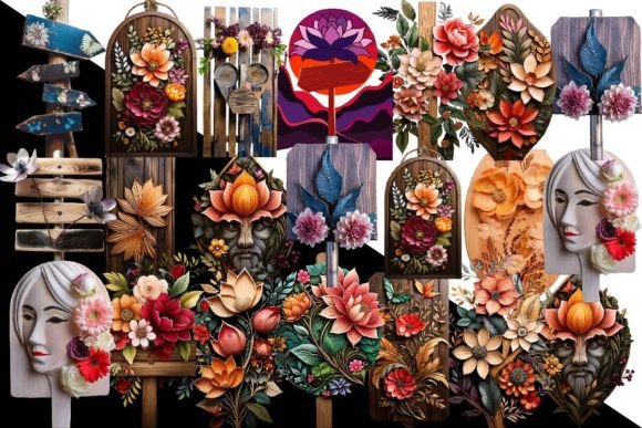 Floral Wooden Signs Sublimation Bundle