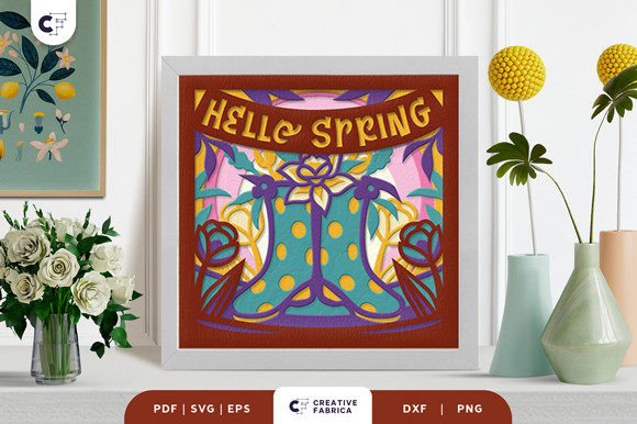 Flowers on Boots Shadow Box Paper Cut Flowers on Boots Shadow Box Paper Cut