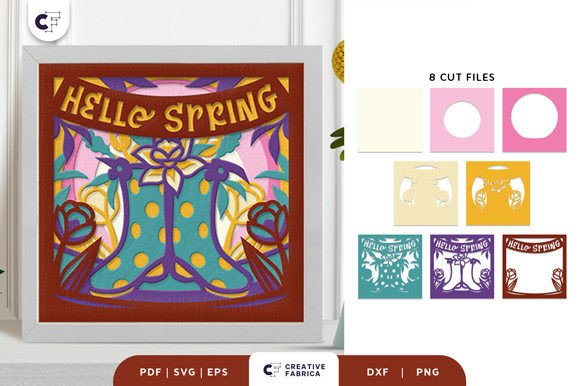 Flowers on Boots Shadow Box Paper Cut Flowers on Boots Shadow Box Paper Cut