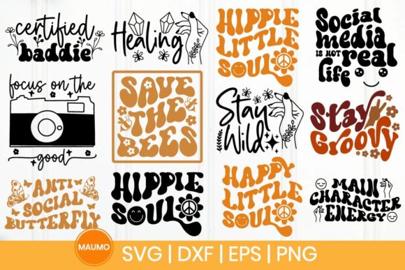 Groovy and Boho Svg Quotes Bundle