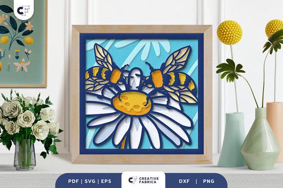 Honey Bee 3D Layered Paper Cut SVG Honey Bee 3D Layered Paper Cut SVG