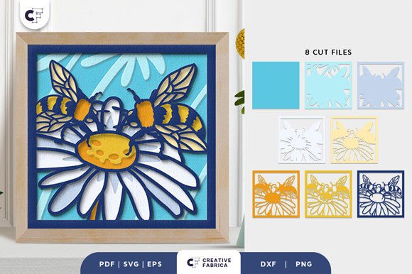 Honey Bee 3D Layered Paper Cut SVG Honey Bee 3D Layered Paper Cut SVG