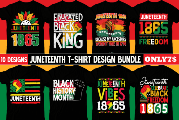 Juneteenth T-shirt Design Bundle Juneteenth T-shirt Design Bundle