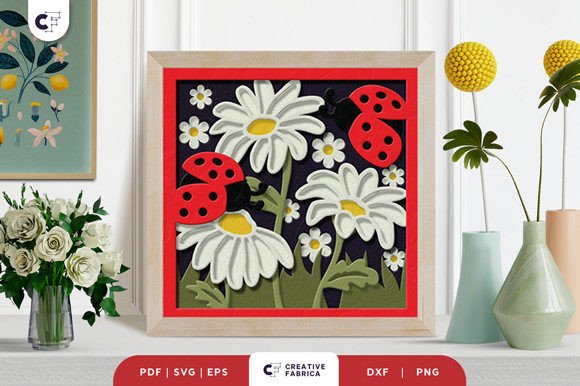Ladybug Shadow Box Paper Cut SVG Ladybug Shadow Box Paper Cut SVG