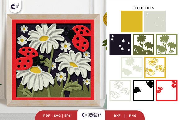 Ladybug Shadow Box Paper Cut SVG Ladybug Shadow Box Paper Cut SVG