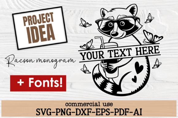 Little Racoon Monogram SVG File