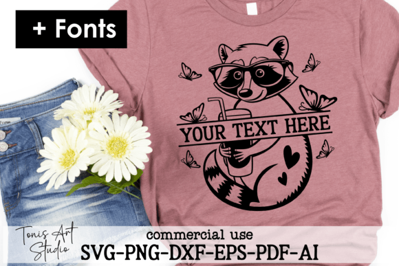 Little Racoon Monogram SVG File