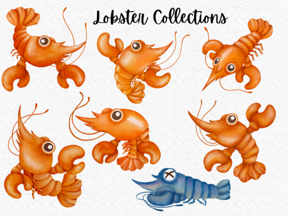 Lobster Collections Watercolor Clipart