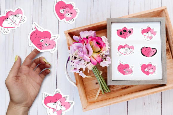 Loves & Hearts Stickers. Animals Hugging Loves & Hearts Stickers. Animals Hugging