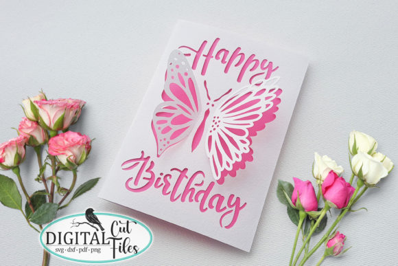 Pop Up Butterfly Birthday Card Svg