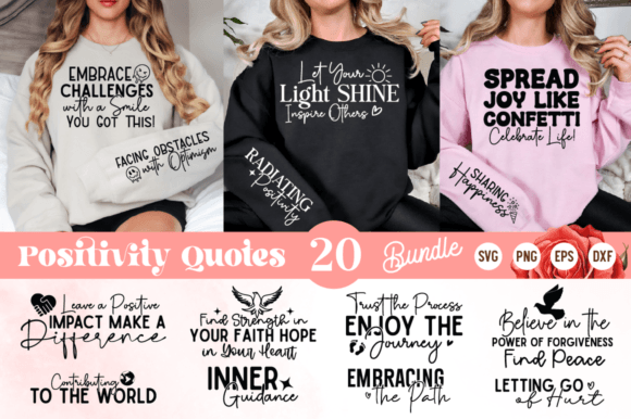 Positivity Quotes Sleeve SVG Bundle Positivity Quotes Sleeve SVG Bundle