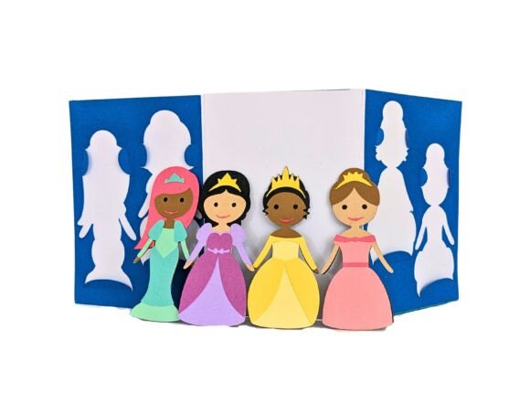 Princess Dolls Playset Birthday Card 3D