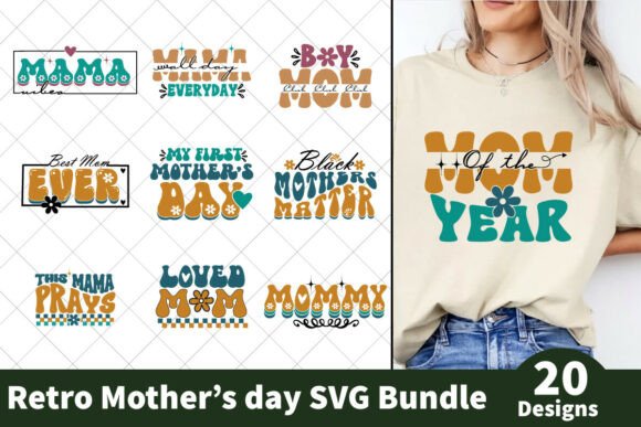 Retro Mother's Day SVG Bundle, 20 Design