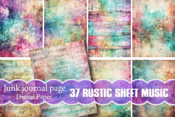 Rustic Sheet Music Junk Journal Pages