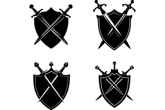 Shield Badge with Swords SVG Shield Badge with Swords SVG
