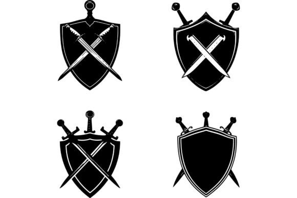 Shield Badge with Swords SVG Shield Badge with Swords SVG