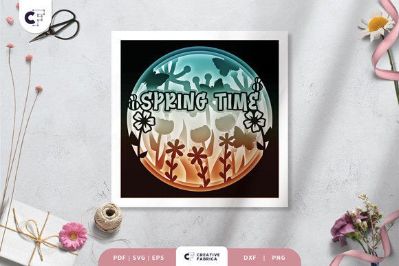Spring Time 3D Shadow Box Paper Cut SVG Spring Time 3D Shadow Box Paper Cut SVG