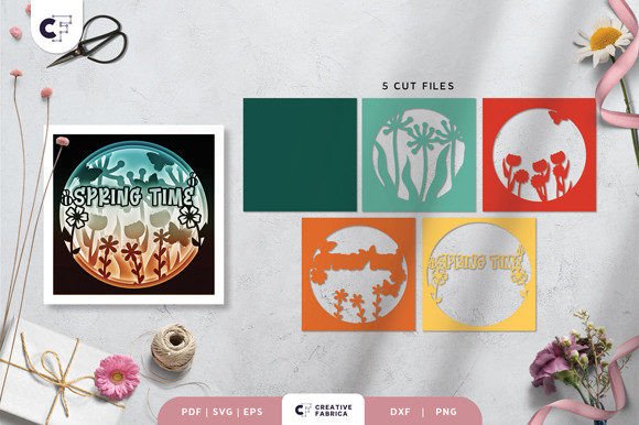 Spring Time 3D Shadow Box Paper Cut SVG Spring Time 3D Shadow Box Paper Cut SVG
