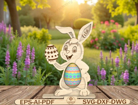 Standing Rabbit Egg Display Laser Cut