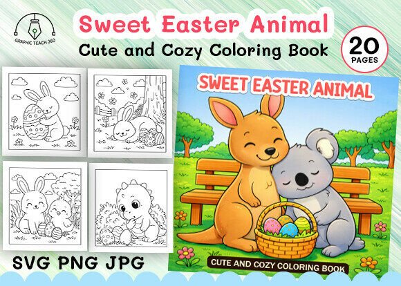 Sweet Easter Animal Cozy Coloring Book