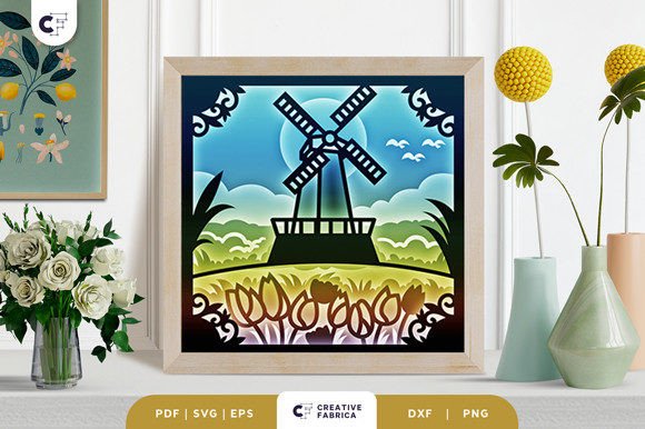 Tulip Garden Shadow Box Paper Cut SVG Tulip Garden Shadow Box Paper Cut SVG