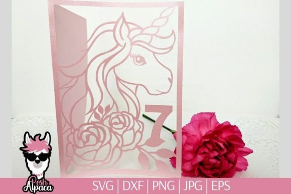 Unicorn 7th Birthday Card Template