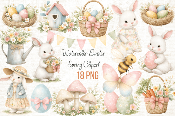 Watercolor Easter Spring Clipart PNG Watercolor Easter Spring Clipart PNG