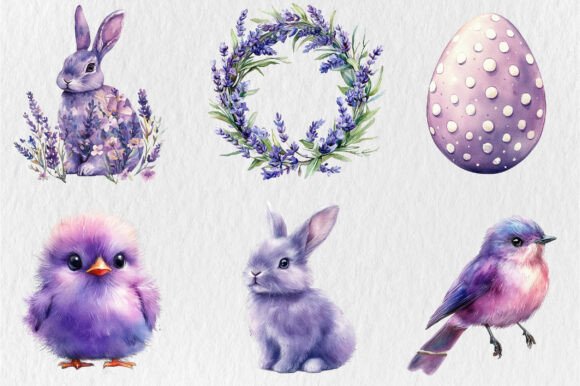 Watercolor Purples Easter Clipart Watercolor Purples Easter Clipart