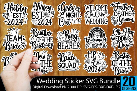 Wedding SVG Sticker Bundle, Wedding SVG