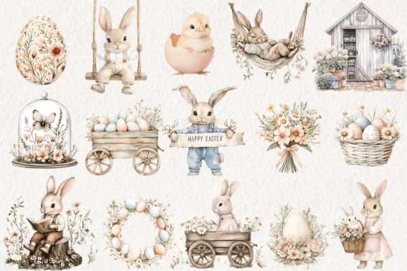 Whimsical Spring Easter Clipart Whimsical Spring Easter Clipart