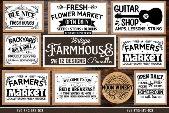 Vintage Farmhouse SVG Bundle Vintage Farmhouse SVG Bundle